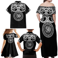 Kia Kaha Te Reo Maori New Zealand Family Matching Off Shoulder Maxi Dress and Hawaiian Shirt 50th Anniversary Ake Ake Ake LT14 - Polynesian Pride