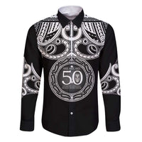 Kia Kaha Te Reo Maori New Zealand Family Matching Short Sleeve Bodycon Dress and Hawaiian Shirt 50th Anniversary Ake Ake Ake LT14 Dad's Shirt - Long Sleeve Black - Polynesian Pride