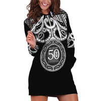 Kia Kaha Te Reo Maori New Zealand Hoodie Dress 50th Anniversary Ake Ake Ake LT14 Black - Polynesian Pride