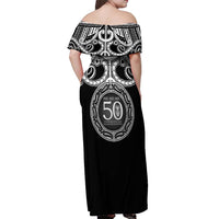 Kia Kaha Te Reo Maori New Zealand Off Shoulder Maxi Dress 50th Anniversary Ake Ake Ake LT14 - Polynesian Pride