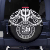 Kia Kaha Te Reo Maori New Zealand Spare Tire Cover 50th Anniversary Ake Ake Ake LT14 No hole Black - Polynesian Pride