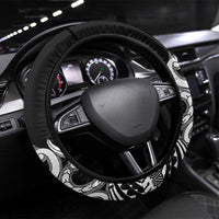 Kia Kaha Te Reo Maori New Zealand Steering Wheel Cover 50th Anniversary Ake Ake Ake LT14 Universal Fit Black - Polynesian Pride