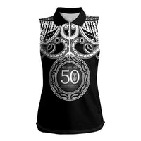 Kia Kaha Te Reo Maori New Zealand Women Sleeveless Polo Shirt 50th Anniversary Ake Ake Ake LT14 Female Black - Polynesian Pride