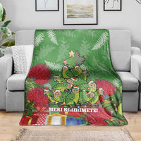 Kakapo New Zealand Christmas Blanket Meri Kirihimete Pohutukawa - Green Color LT14 - Polynesian Pride