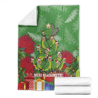 Kakapo New Zealand Christmas Blanket Meri Kirihimete Pohutukawa - Green Color LT14 - Polynesian Pride