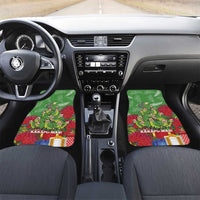 Kakapo New Zealand Christmas Car Mats Meri Kirihimete Pohutukawa - Green Color LT14 Set 2pcs - Front Green - Polynesian Pride
