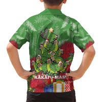 Kakapo New Zealand Christmas Family Matching Summer Maxi Dress and Hawaiian Shirt Meri Kirihimete Pohutukawa - Green Color LT14 - Polynesian Pride