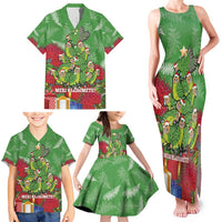 Kakapo New Zealand Christmas Family Matching Tank Maxi Dress and Hawaiian Shirt Meri Kirihimete Pohutukawa - Green Color LT14 - Polynesian Pride