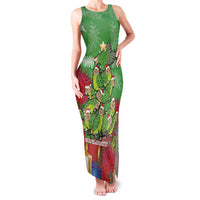 Kakapo New Zealand Christmas Family Matching Tank Maxi Dress and Hawaiian Shirt Meri Kirihimete Pohutukawa - Green Color LT14 Mom's Dress Green - Polynesian Pride