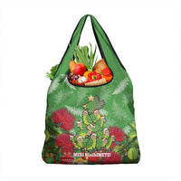 Kakapo New Zealand Christmas Grocery Bag Meri Kirihimete Pohutukawa - Green Color LT14 1-pack One Size Green - Polynesian Pride