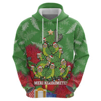 Kakapo New Zealand Christmas Hoodie Meri Kirihimete Pohutukawa - Green Color LT14 - Polynesian Pride