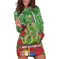 Kakapo New Zealand Christmas Hoodie Dress Meri Kirihimete Pohutukawa - Green Color LT14 Green - Polynesian Pride