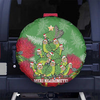 Kakapo New Zealand Christmas Spare Tire Cover Meri Kirihimete Pohutukawa - Green Color LT14 - Polynesian Pride