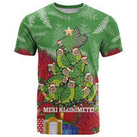 Kakapo New Zealand Christmas T Shirt Meri Kirihimete Pohutukawa - Green Color LT14 Green - Polynesian Pride
