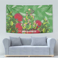 Kakapo New Zealand Christmas Tapestry Meri Kirihimete Pohutukawa - Green Color LT14 - Polynesian Pride