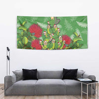 Kakapo New Zealand Christmas Tapestry Meri Kirihimete Pohutukawa - Green Color LT14 - Polynesian Pride