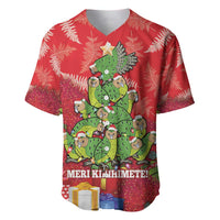 Kakapo New Zealand Christmas Baseball Jersey Meri Kirihimete Pohutukawa - Red Color LT14 Red - Polynesian Pride