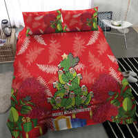 Kakapo New Zealand Christmas Bedding Set Meri Kirihimete Pohutukawa - Red Color LT14 - Polynesian Pride