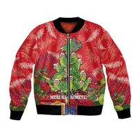Kakapo New Zealand Christmas Bomber Jacket Meri Kirihimete Pohutukawa - Red Color LT14 Unisex Red - Polynesian Pride