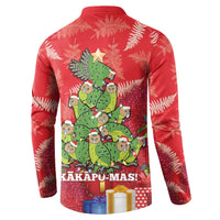 Kakapo New Zealand Christmas Button Sweatshirt Meri Kirihimete Pohutukawa - Red Color LT14 - Polynesian Pride