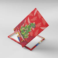 Kakapo New Zealand Christmas Canvas Wall Art Meri Kirihimete Pohutukawa - Red Color LT14 With Frame Red - Polynesian Pride