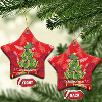 Kakapo New Zealand Christmas Ceramic Ornament Meri Kirihimete Pohutukawa - Red Color LT14 Star Red - Polynesian Pride