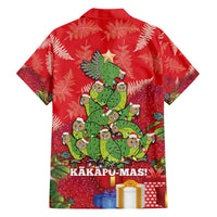 Kakapo New Zealand Christmas Family Matching Off The Shoulder Long Sleeve Dress and Hawaiian Shirt Meri Kirihimete Pohutukawa - Red Color LT14 - Polynesian Pride