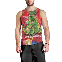 Kakapo New Zealand Christmas Men Tank Top Meri Kirihimete Pohutukawa - Red Color LT14 - Polynesian Pride