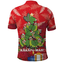 Kakapo New Zealand Christmas Polo Shirt Meri Kirihimete Pohutukawa - Red Color LT14 - Polynesian Pride