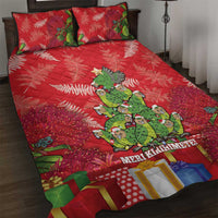 Kakapo New Zealand Christmas Quilt Bed Set Meri Kirihimete Pohutukawa - Red Color LT14 Red - Polynesian Pride