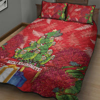 Kakapo New Zealand Christmas Quilt Bed Set Meri Kirihimete Pohutukawa - Red Color LT14 - Polynesian Pride