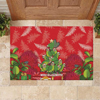 Kakapo New Zealand Christmas Rubber Doormat Meri Kirihimete Pohutukawa - Red Color LT14 Red - Polynesian Pride