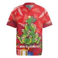 Kakapo New Zealand Christmas Rugby Jersey Meri Kirihimete Pohutukawa - Red Color LT14 Red - Polynesian Pride