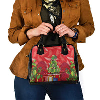 Kakapo New Zealand Christmas Shoulder Handbag Meri Kirihimete Pohutukawa - Red Color LT14 - Polynesian Pride