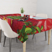 Kakapo New Zealand Christmas Tablecloth Meri Kirihimete Pohutukawa - Red Color LT14 - Polynesian Pride