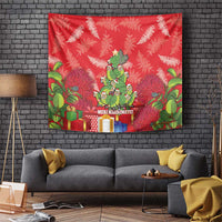 Kakapo New Zealand Christmas Tapestry Meri Kirihimete Pohutukawa - Red Color LT14 Red - Polynesian Pride