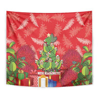 Kakapo New Zealand Christmas Tapestry Meri Kirihimete Pohutukawa - Red Color LT14 - Polynesian Pride