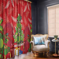 Kakapo New Zealand Christmas Window Curtain Meri Kirihimete Pohutukawa - Red Color LT14 - Polynesian Pride