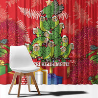 Kakapo New Zealand Christmas Window Curtain Meri Kirihimete Pohutukawa - Red Color LT14 - Polynesian Pride