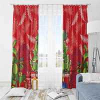 Kakapo New Zealand Christmas Window Curtain Meri Kirihimete Pohutukawa - Red Color LT14 - Polynesian Pride