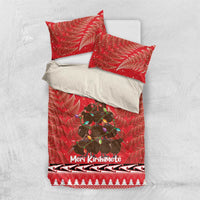 Kiwi New Zealand Christmas Bedding Set Meri Kirihimete Silver Fern - Red Color LT14 US Twin 172cm x 218cm Red - Polynesian Pride