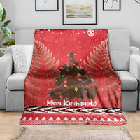 Kiwi New Zealand Christmas Blanket Meri Kirihimete Silver Fern - Red Color LT14 - Polynesian Pride