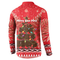 Kiwi New Zealand Christmas Button Sweatshirt Meri Kirihimete Silver Fern - Red Color LT14 - Polynesian Pride