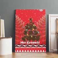 Kiwi New Zealand Christmas Canvas Wall Art Meri Kirihimete Silver Fern - Red Color LT14 - Polynesian Pride