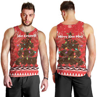 Kiwi New Zealand Christmas Men Tank Top Meri Kirihimete Silver Fern - Red Color LT14 - Polynesian Pride