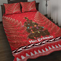Kiwi New Zealand Christmas Quilt Bed Set Meri Kirihimete Silver Fern - Red Color LT14 Red - Polynesian Pride