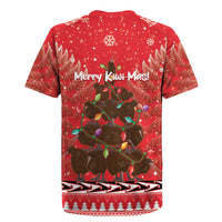 Kiwi New Zealand Christmas Rugby Jersey Meri Kirihimete Silver Fern - Red Color LT14 - Polynesian Pride