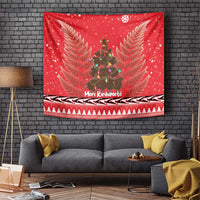 Kiwi New Zealand Christmas Tapestry Meri Kirihimete Silver Fern - Red Color LT14 Red - Polynesian Pride