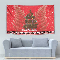 Kiwi New Zealand Christmas Tapestry Meri Kirihimete Silver Fern - Red Color LT14 - Polynesian Pride