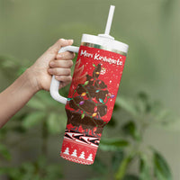 Kiwi New Zealand Christmas Tumbler With Handle Meri Kirihimete Silver Fern - Red Color LT14 - Polynesian Pride